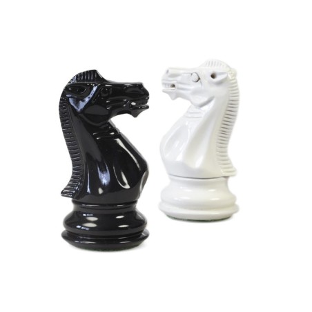 Pièces d'Echecs Stallion Black/White Laquered - Taille 5