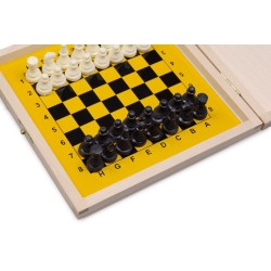 Coffret d'échecs en bois magnétique avec pièces plastique - petit modèle