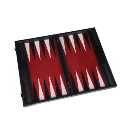 Backgammon Cuir Rouge - Grand modèle