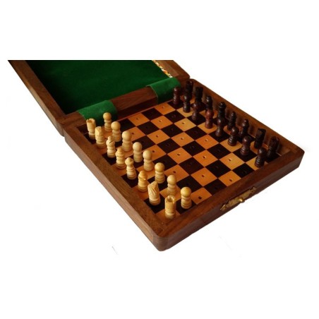 Coffret Echecs en Bois et Pliable 12cm