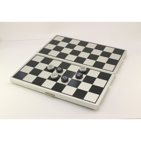 Coffret d'échecs en métal magnétique pliant, pions plats