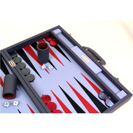 Backgammon Cuir Gris anthracite 50cm