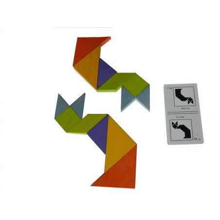 Casse-tête Tangram en bois couleur