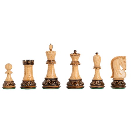 Pièces d'Echecs Russian Burnt Sculpté - Taille 5