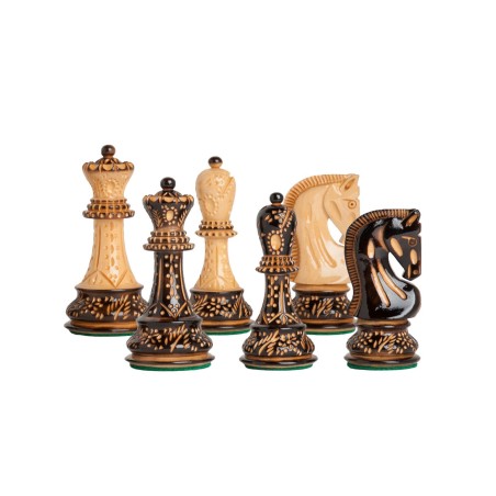 Pièces d'Echecs Russian Burnt Sculpté - Taille 5