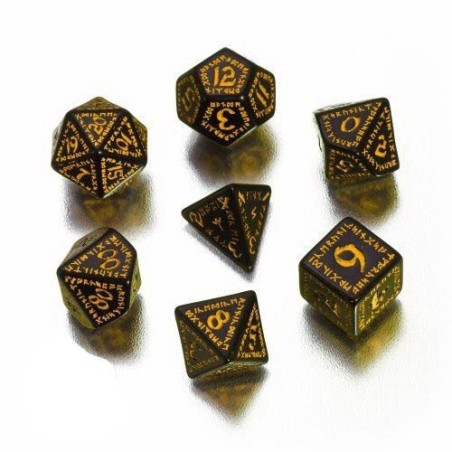 Set de 7 dés Runic noir et jaune