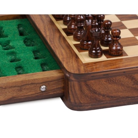 Echecs Magnétique Palissandre à Tiroirs 25cm