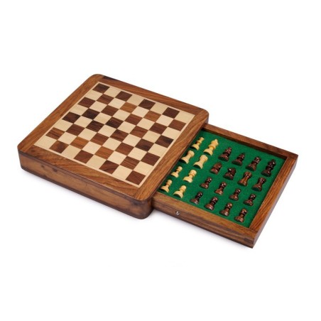 Echecs Magnétique Palissandre à Tiroirs 25cm