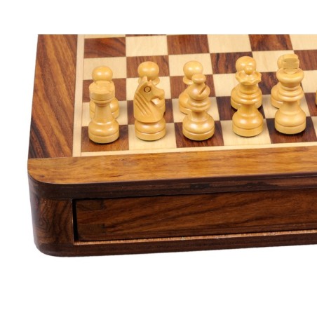 Echecs Magnétique Palissandre à Tiroirs 25cm