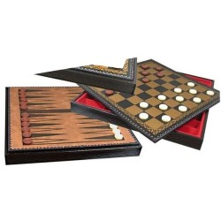 Coffret cuir echecs/backgammon 36x36