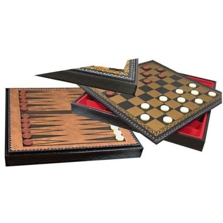 Coffret cuir echecs/backgammon 36x36