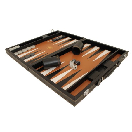 Backgammon Simili Cuir Black Deluxe Grand Format