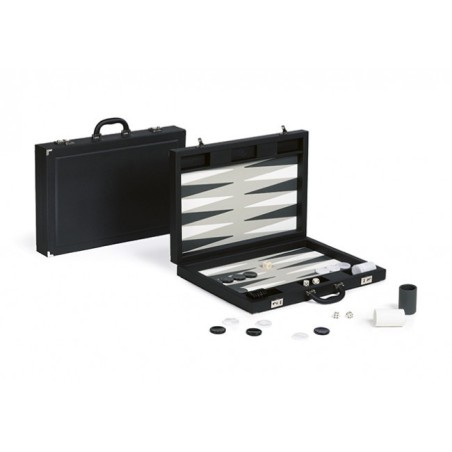 Backgammon Simili Cuir Black Deluxe Grand Format