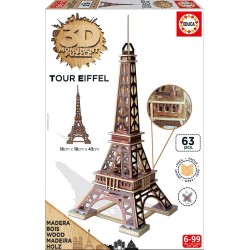 Puzzle 3D - Bois Tour Eiffel (63 pcs)