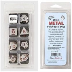 Pack 7 dés metal polyhedral 20mm