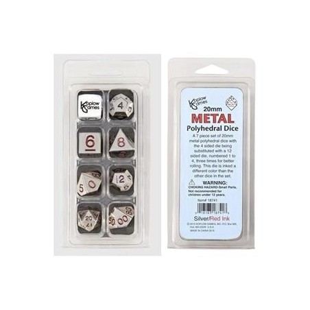 Pack 7 dés metal polyhedral 20mm