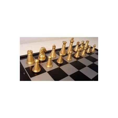 Jeu d'échecs magnétique pliant doré/argenté