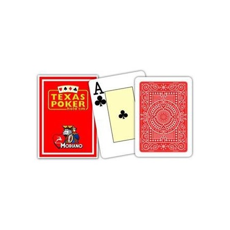 Cartes à jouer Poker Texas Plastic Modiano - Rouge