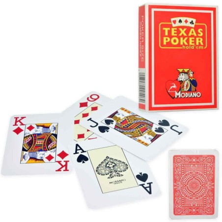 Cartes à jouer Poker Texas Plastic Modiano - Rouge