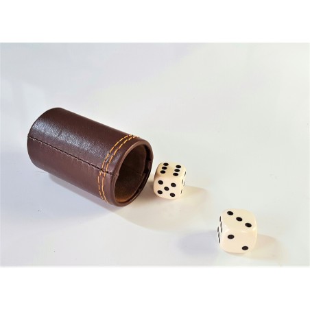 Gobelet Backgammon Simili Cuir Brun