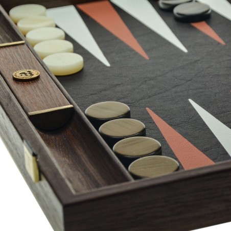 Backgammon Cuir Brown - Grand modèle