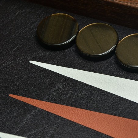 Backgammon Cuir Brown - Grand modèle