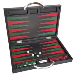 Backgammon de luxe cuir noir