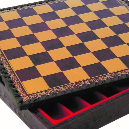 Coffret d'échecs simili cuir Rouge - Taille 3.5