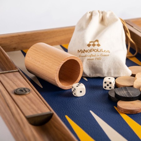 Backgammon Bois & Simili Cuir Royal Bleu 48cm