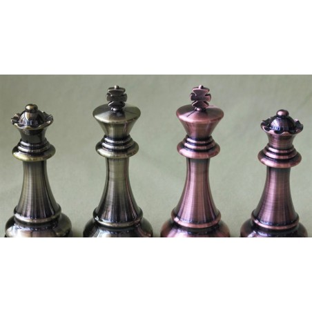 Pièces d'Echecs Métal Couleur Bronze et Argent - Taille 6