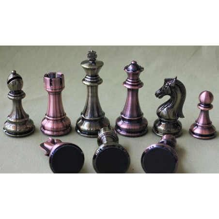 Pièces d'Echecs Métal Couleur Bronze et Argent - Taille 6