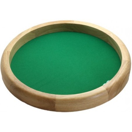 Piste de dés ronde en bois naturel - 34 cm