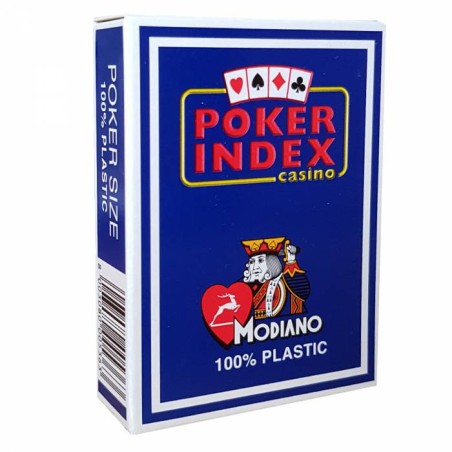 Cartes à jouer Poker Index Casino Modiano Bleu - 100 % Plastique