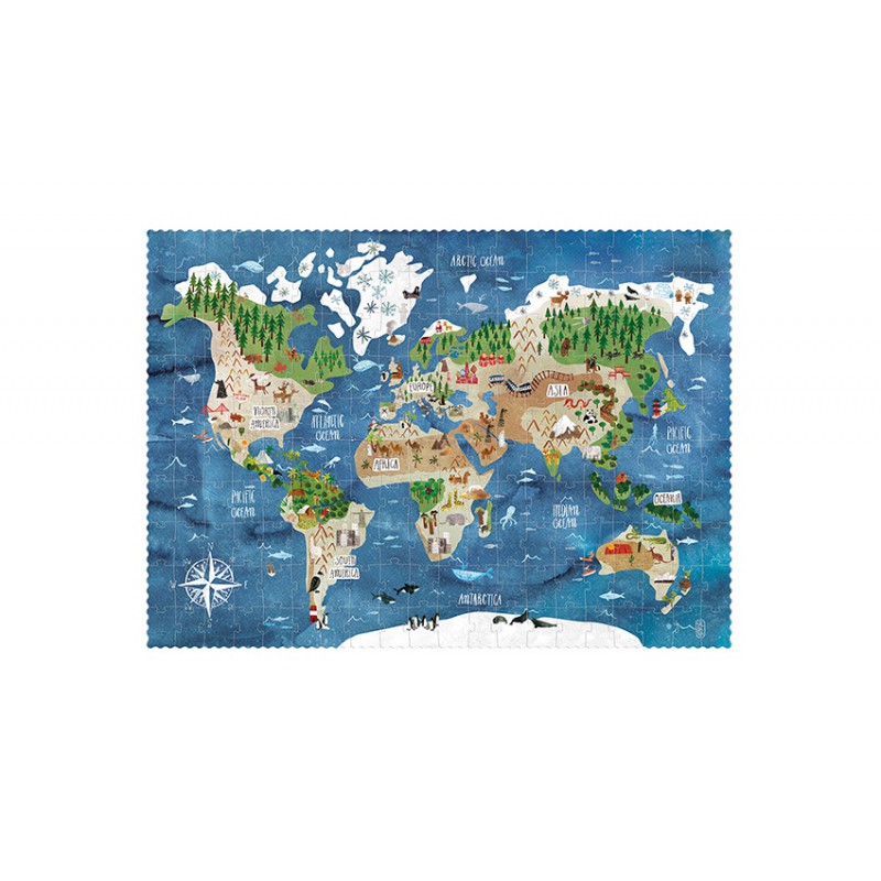 Carte du monde, animaux, monuments et enfants des différents continents -  Lulu la taupe, jeux gratuits pour enfants
