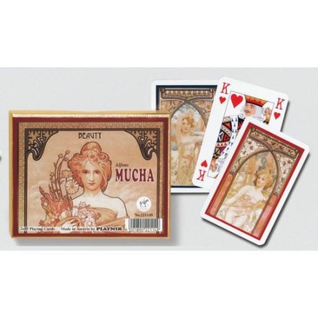 Coffret double - Cartes à jouer Mucha : Beauty