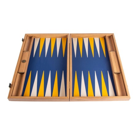 Backgammon Bois et Simili Cuir Royal Bleu 38cm