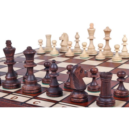 Coffret Jeu d'Echecs en Bois Brun Pliant - Taille 4