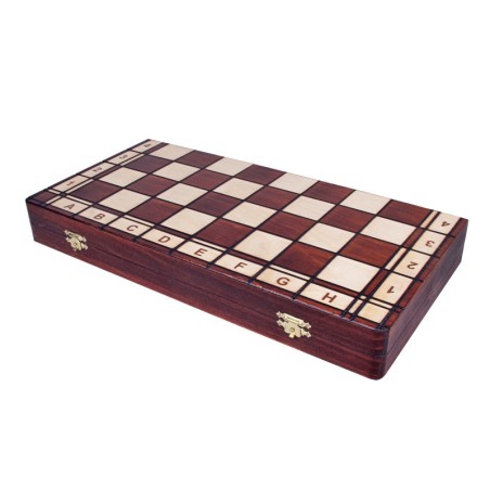 Coffret Jeu d'Echecs en Bois Brun Pliant - Taille 4