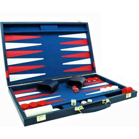 Backgammon Simili Cuir Bleu 46 cm