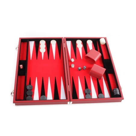 Backgammon Prestige Simili Cuir Rouge 46cm