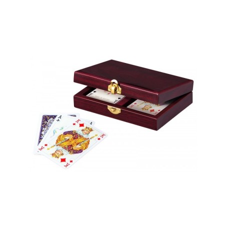 Coffret Rangement Bois (2 Jeux de Cartes)