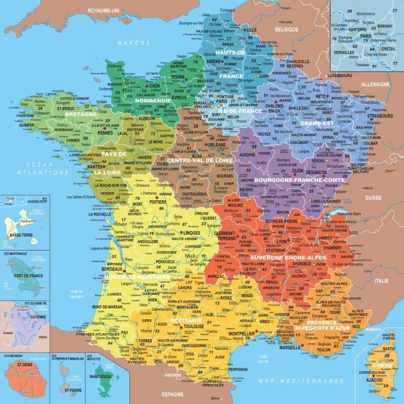 Puzzle 100 pièces - Carte De France Département,