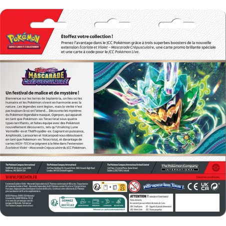 Coffret 3 Boosters Pokemon : Mascarade Crépusculaire