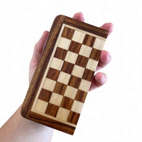 Jeu d'Echecs Acacia Magnétique Pliant 13cm