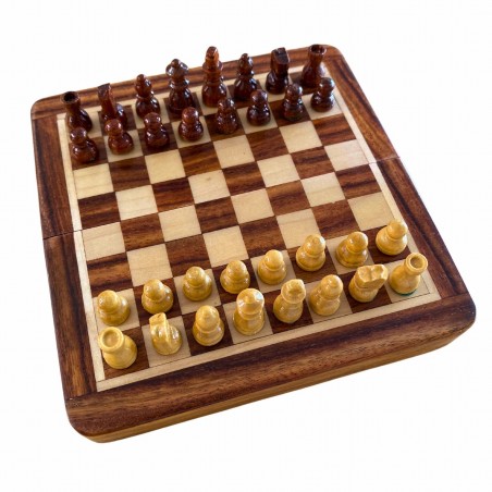 Jeu d'Echecs Acacia Magnétique Pliant 13cm