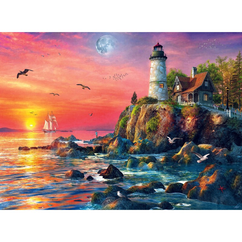 Puzzle 500 pièces - Phare au Coucher du Soleil