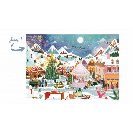 Puzzle 1008 pièces - Calendrier de l'Avent Village Noël