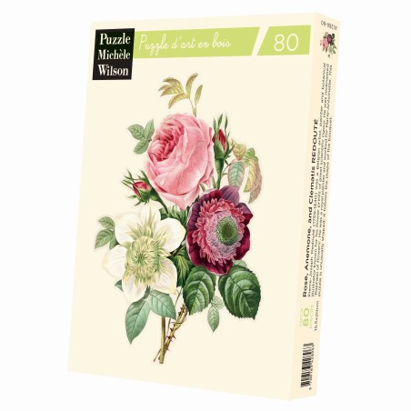 Puzzle 80 pices - Rose Anemone Et Clematite Joseph Redoute