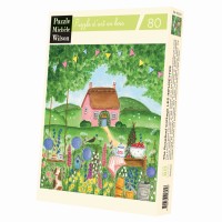 Puzzle 80 pices - Le Cottage Bouton De Rose Les Infusettes