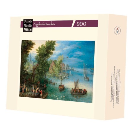 Puzzle 900 pices - Paysage De Riviere Jan Bruegel